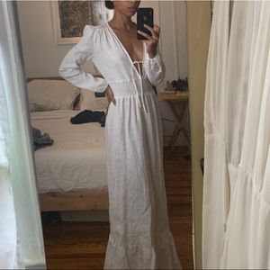 Reformation White Long Sleeve Maxi Dress